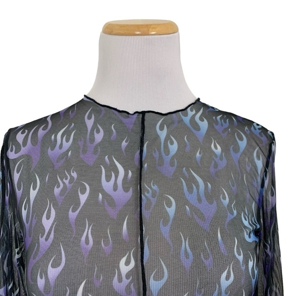 Unif Desire Flame Mesh Semi Sheer Long Sleeve Top Size medium - Picture 4 of 14